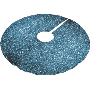 Baby light blue faux glitter sparkles brushed polyester tree skirt