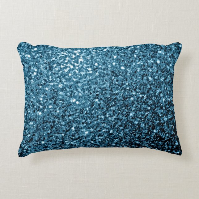 Baby light blue faux glitter sparkles decorative cushion (Front)