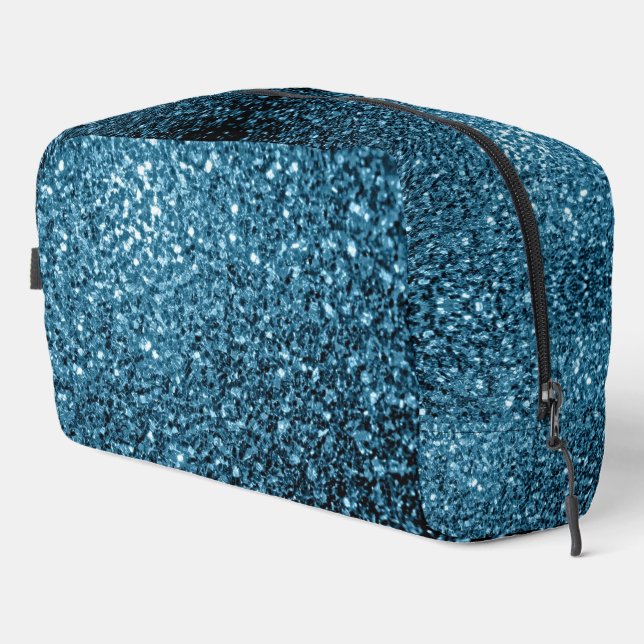 Baby light blue faux glitter sparkles dopp kit (Right Corner)