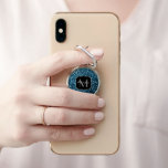 Baby light blue faux glitter sparkles Monogram Phone Ring Stand<br><div class="desc">Personalise faux sparkly trendy girly phone ring with your initial and name. 
Beautiful girly glamourous light blue shiny glitters sparkles. Photo of baby blue sparkles not actual glitter!</div>