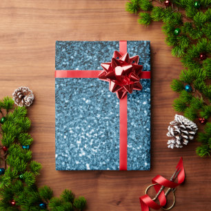 Baby light blue faux glitter sparkles wrapping paper