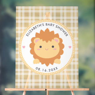 Baby Lion Cub Gender Neutral Baby Shower Welcome Acrylic Sign