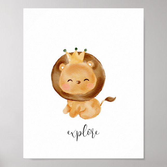 Baby Lion Explore Nursery Poster (Front)