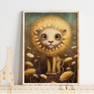 Baby Lion Furry African Lion Wall Print