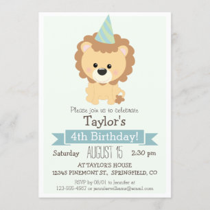 Baby Lion Kid's Birthday Party Invitation