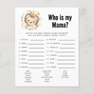 Baby Lion King Who Is My Mama Baby Shower Game