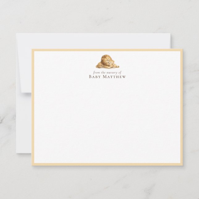 Baby Lion Nursery Flat Note Card (Front)