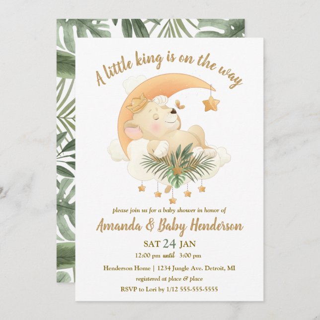 Baby Lion Safari Baby Shower Invitation (Front/Back)