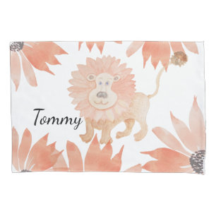 Baby Lion Watercolor Hand-painted Pillowcase
