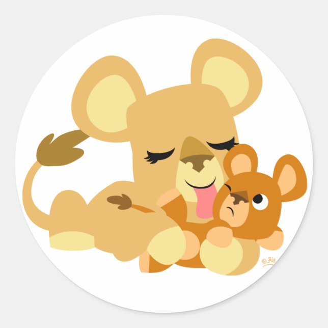 Baby Lion's Bath round sticker (Front)