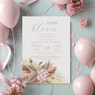 Baby Little Bloom Pampas Grass Baby Girl Shower Invitation