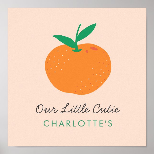Baby Little sweetie Cute Orange Nursary Poster (Front)