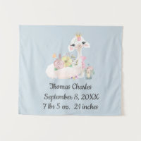 Baby Llama with Flowers White and Blue Baby Boy