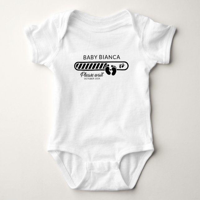 Baby Loading Custom Pregnancy Photo Announcement  Bodysuit (Front)