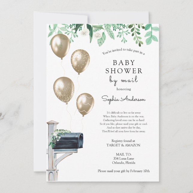 Baby Long Distance Shower by Mail Invitation (Front)
