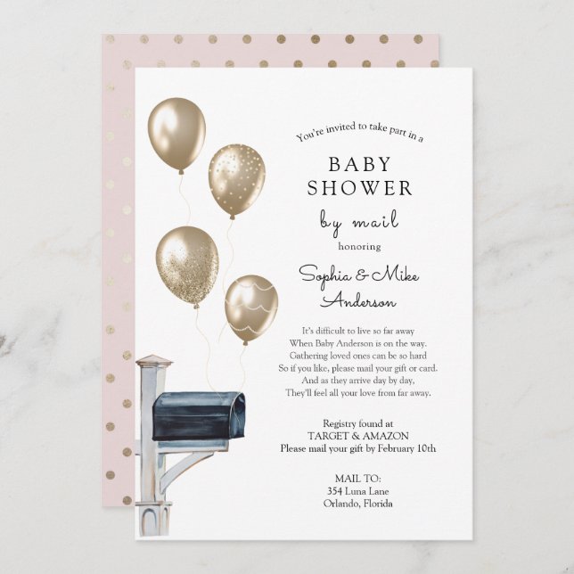 Baby Long Distance Shower by Mail Invitation (Front/Back)