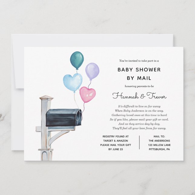 Baby Long Distance Shower by Mail Invitation (Front)