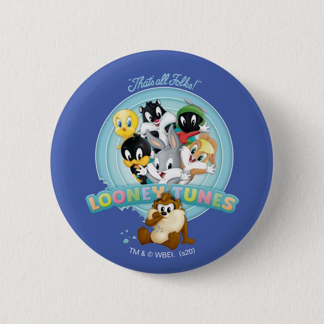 Baby LOONEY TUNES™ Logo | That's All Folks 6 Cm Round Badge (Front)