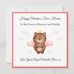 Baby Loss Girl Mom Dad Angel Bear Christmas Card 