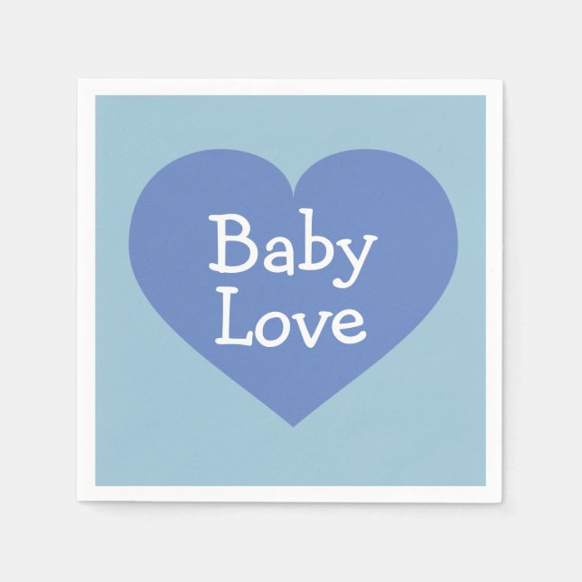 Baby Love Baby Blue Heart Napkin (Front)