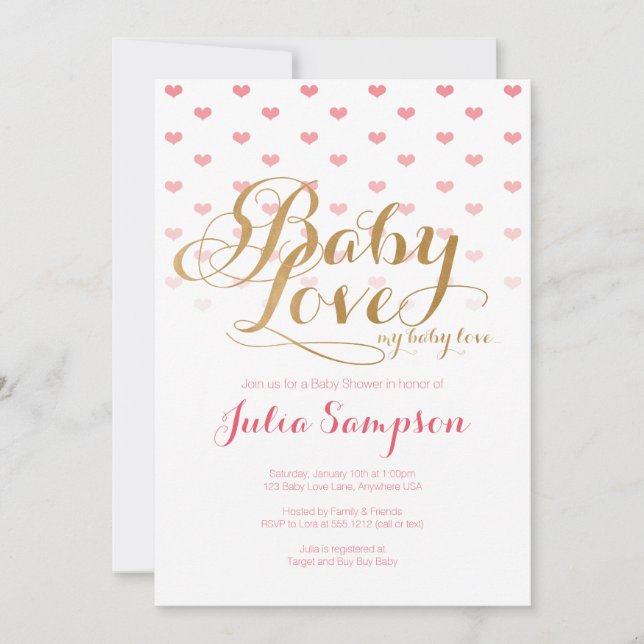 Baby Love Baby Shower Invitation (Front)