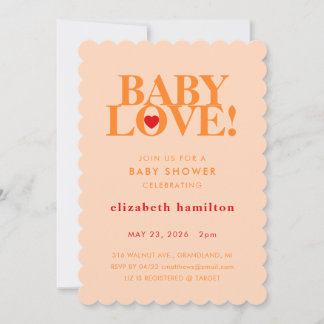 BABY LOVE! Bold Orange Baby Shower Invitation