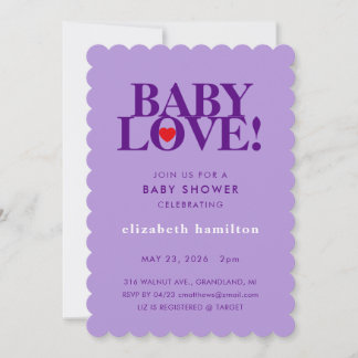 BABY LOVE! Bold Purple Baby Shower Invitation