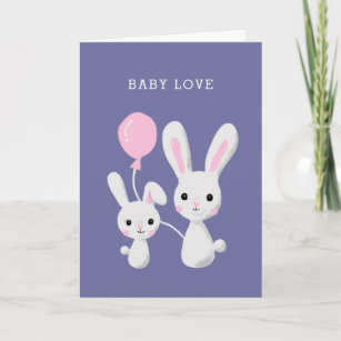 Baby Love   Cute Bunnies Newborn Congratulations Card