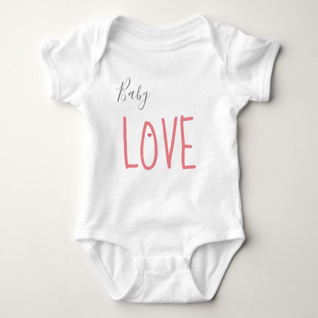 Baby Love Heart Baby Bodysuit (Front)