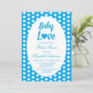 Baby Love Heart Boy Baby Shower Invitation