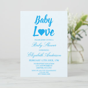 Baby Love Heart Boy Baby Shower Invitation