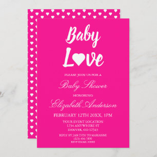 Baby Love Heart Girl Baby Shower Invitation