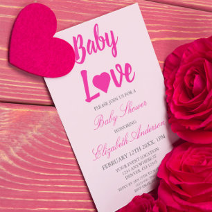 Baby Love Heart Girl Baby Shower Invitation