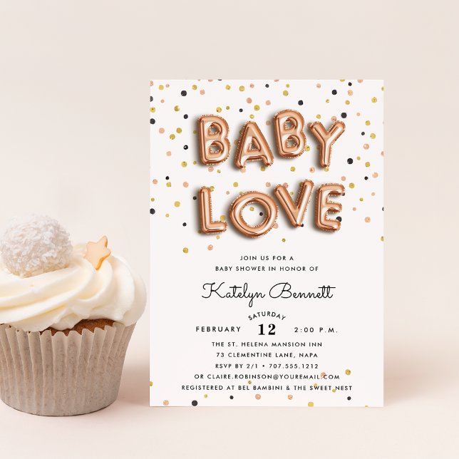Baby Love | Rose Gold Baby Shower Invitation (Creator Uploaded)