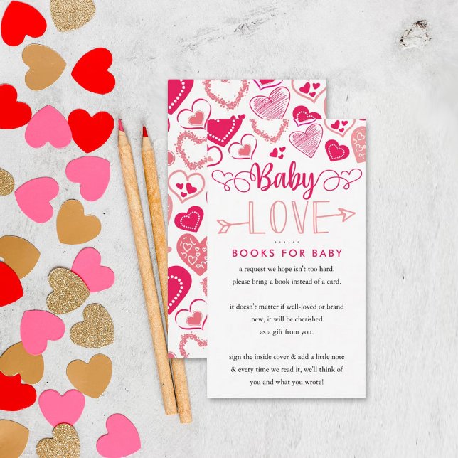 "Baby Love" Valentine's Day Baby Shower Book Enclosure Card (Creator Uploaded)