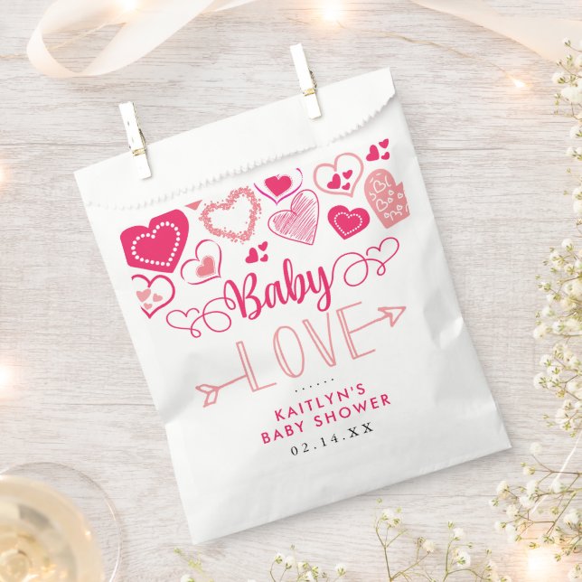 "Baby Love" Valentine's Day Baby Shower Favour Bags (Clipped)