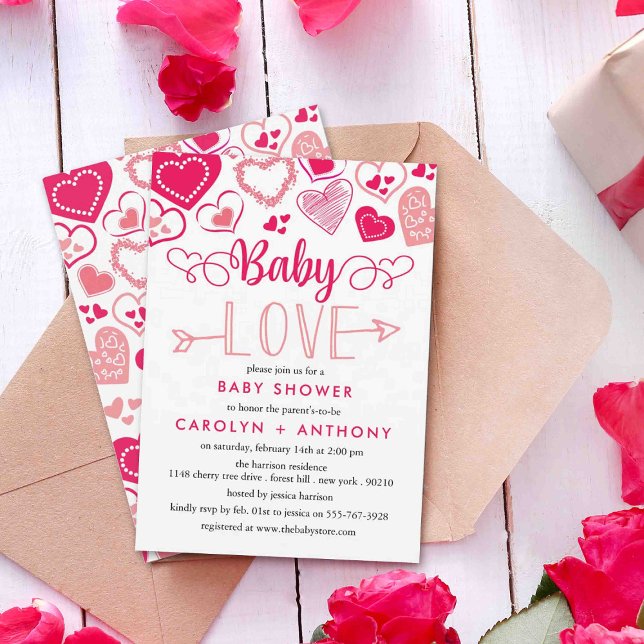 "Baby Love" Valentine's Day Baby Shower Invitation (Creator Uploaded)