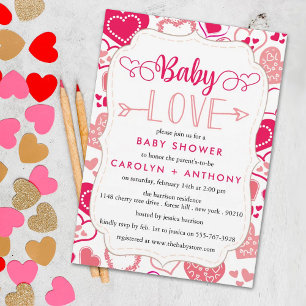 "Baby Love" Valentine's Day Baby Shower Invitation