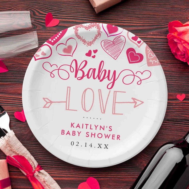 "Baby Love" Valentine's Day Baby Shower Paper Plate (Creator Uploaded)