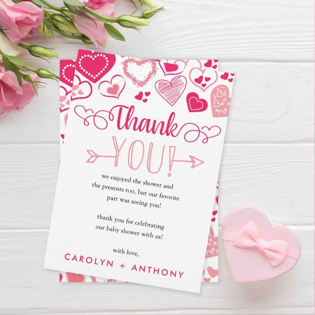 "Baby Love" Valentine's Day Baby Shower Thank You Card (Creator Uploaded)