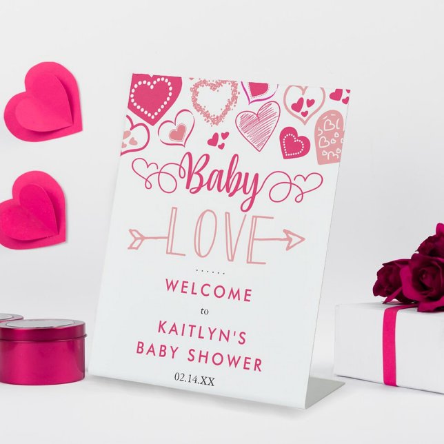 "Baby Love" Valentine's Day Baby Shower Welcome Pedestal Sign (Creator Uploaded)