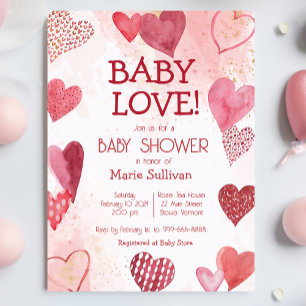 Baby Love Valentine's Theme Baby Shower Invitation