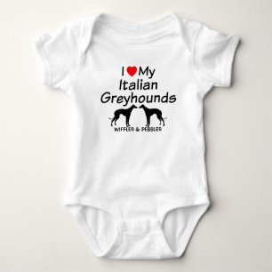 Baby Loves Two Italian Greyhound Dogs Bodysuit