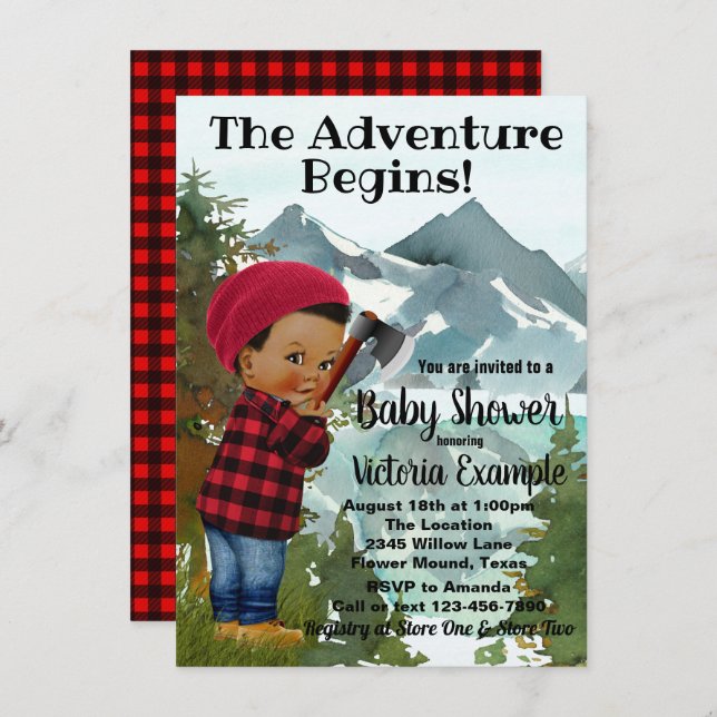 Baby Lumberjack Baby Shower Invitations (Front/Back)
