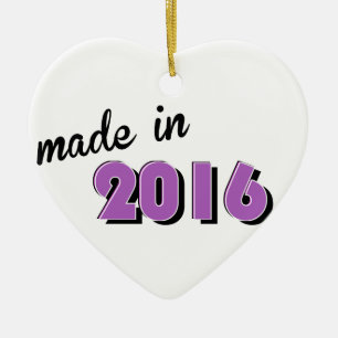 Baby Made In 2016 Purple Ceramic Tree Decoration
