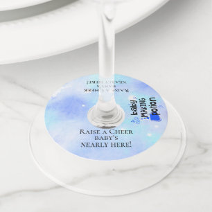 Baby Making Potion Blue Hearts Baby Shower Toast Wine Glass Tag