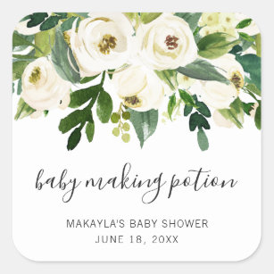 Baby Making Potion Elegant Floral Girl Baby Shower Square Sticker