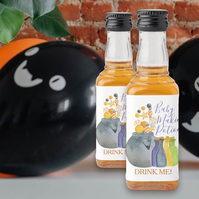 Baby Making Potion Halloween Baby Shower Favour Liquor Bottle Label ("drink me" Baby Making Potion bottle labels)