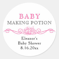 Baby Making Potion Pink Baby Shower Favour Sticker