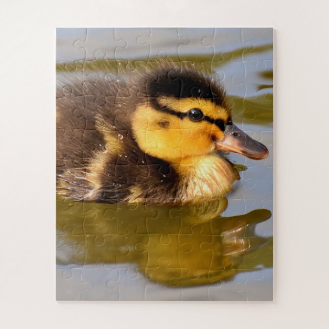 Baby Mallard Duck Swimming Jigsaw Puzzle (Vertical)